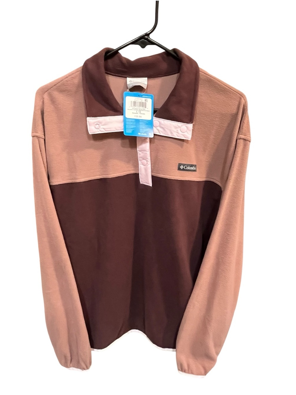 NWT Columbia Plum and Mauve Pink Three Quarter Snap Long Sleeve Fleece - Large